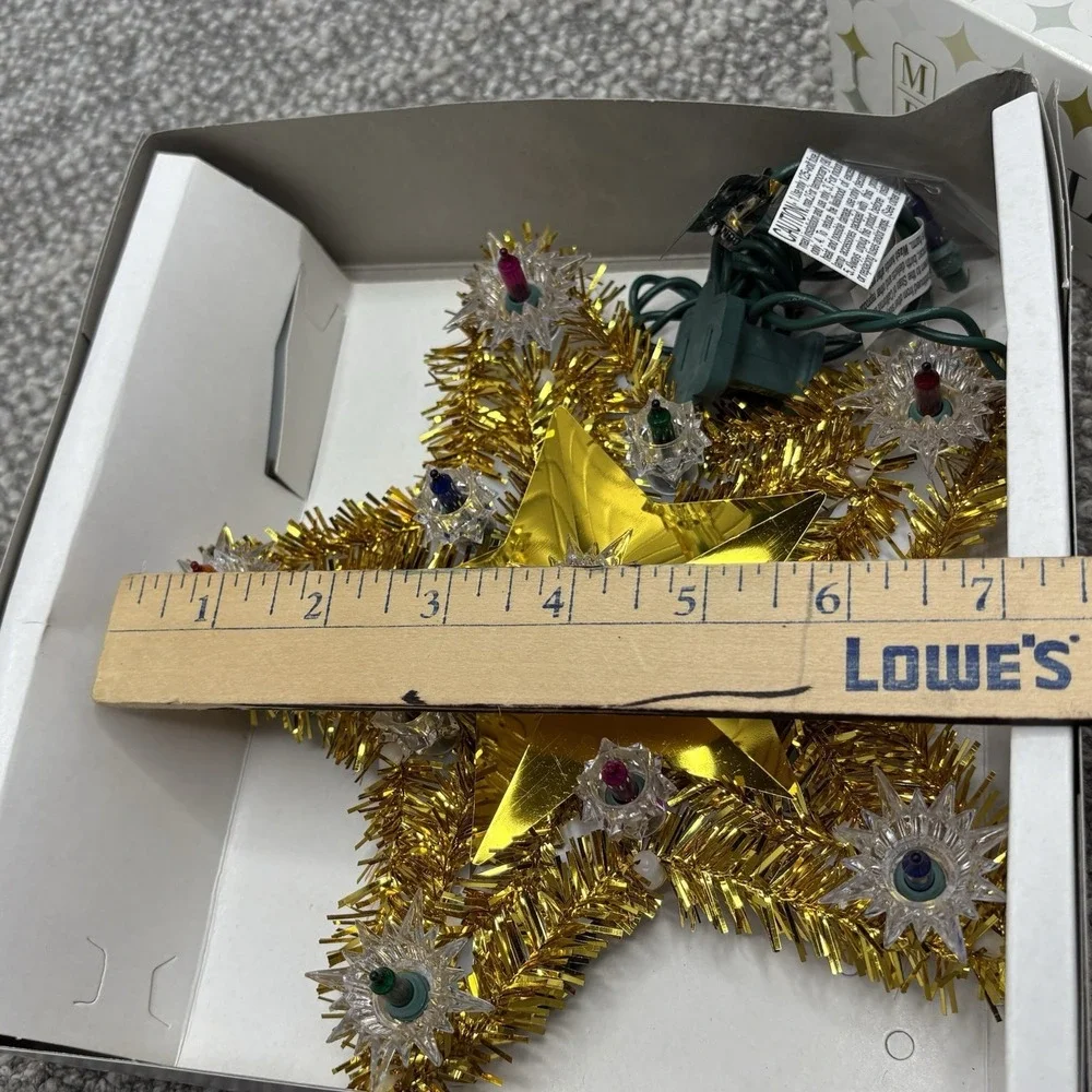 Christmas‎ Tree Topper Light Up Star VTG Merry Bright 7 Inches Star Tested Works